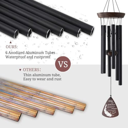 Memorial Wind Chimes for Outside, Sympathy Gift for Loss of Loved One - size: With Each