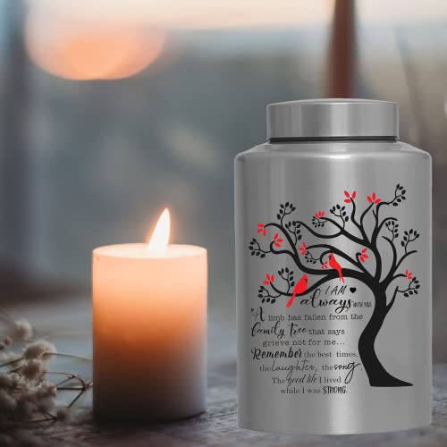 Cremation Urns for Human Ashes Adult Male Female Large Decorative Urn Cardinal Birds Urn up to 220lbs Memory Funeral Burial Urns for Human Ashes(Cardinals Red Leaves) - size: Cardinals Red Leaves