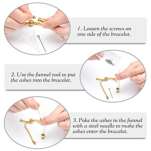 constantlife Stainless Steel Cremation Bracelet for Ashes - Transparent Glass Tube Urn Bangle Memorial Jewelry for Men Women - color: Golden
