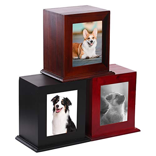 BRKURLEG Dog Urns for Ashes, Animal Wood Urn, Brown - color: Brown