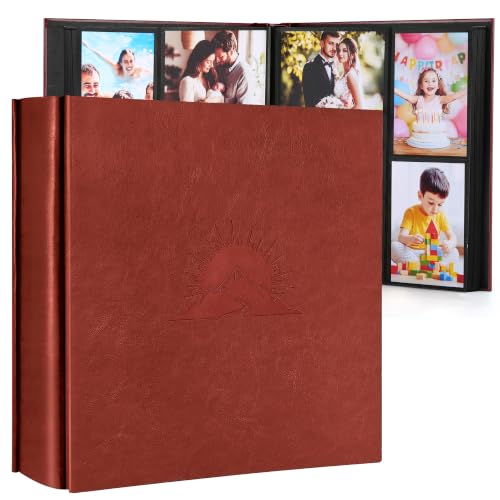 DazSpirit 4x6 Photo Album, 1000 Pockets, Leather Cover with Slip-In Pages | Elegant Embossed High-Capacity Memory Book for Weddings, Baby Milestones, Travel, Anniversaries and Family, Brown - color: Brown, size: 1000 Pockets