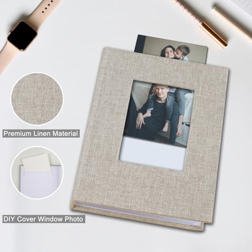 Photo Albums 4x6 Pictures, Polaroid Photos Album Book, Photo Book Small Linen Cover Photo Album, 50 Page Holds 100 Pictures, Photobook for Valentines Day, Anniversary, Vacations, Wedding Baby Beige - color: Beige