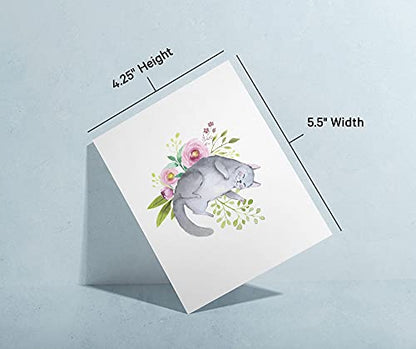 Twigs Paper Cat Thank You Cards, Set of 24 Blank Cat Stationery Note Cards | Matching envelopes included, hand-illustrated art, for nature & animal lovers, thinking of you - color: Playful Cats, size: 24-Count