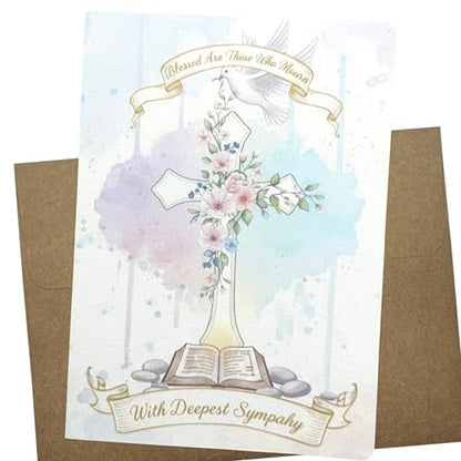 Christian Sympathy Card for Loss of Loved One, Sympathy Cards with Envelopes - 5x7 Inch Bereavement Card with Tasteful Message and Psalm 62:7 - Condolences Christian Cards -1391