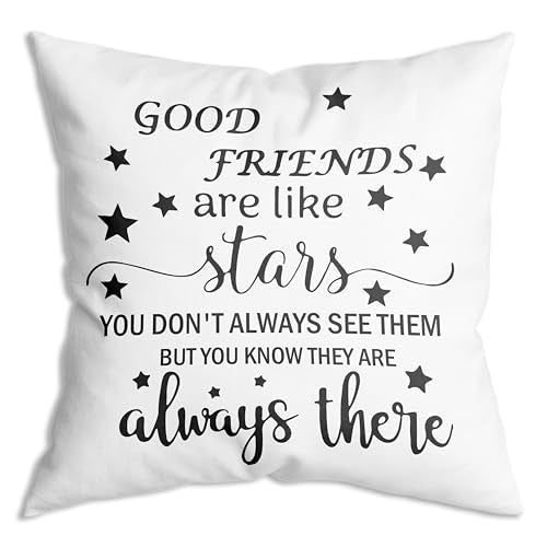 Good Friends are Like Stars Good Friends Gifts for Women，Female，Her，Girls，Bestie Friends，Sisters，Soul Sister - Friendship Gift Throw Pillow Covers 18x18 Inch for Birthday，Galentine's Day - color: 09white