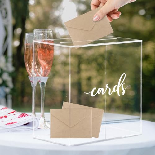 Hooqict Clear Acrylic Wedding Card Box with Slot Large Blank Gift Card Boxes for Reception, Party, Wishing Well, Money Box Holder, Graduation Decorations, Baby Shower - style: Style 1