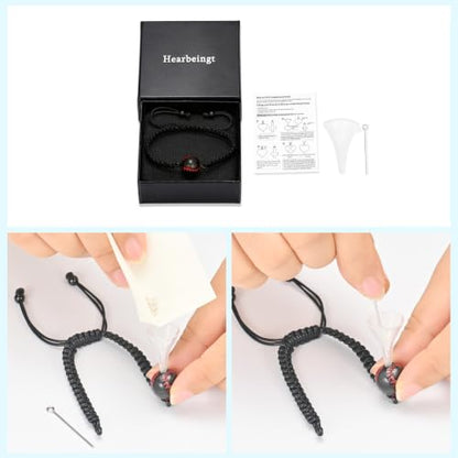 Hearbeingt Baseball Urn Bracelet for Ashes Cremation Jewelry for Women Men - color: Black-Red