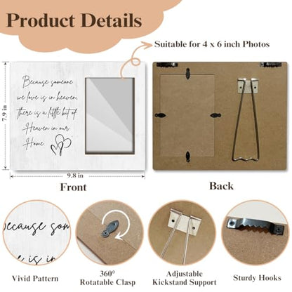 Memorial Picture Frame, Because Someone We Love is in Heaven, Sympathy Gifts Bereavement Gifts for Loss Of Loved One, 4x6 Wooden Photo Frame For Wall Tabletop Display /044