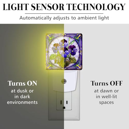 Violet Stained Glass Night Lights Plug into Wall for Room, Violet Night Light LED for Bedroom - color: Violet