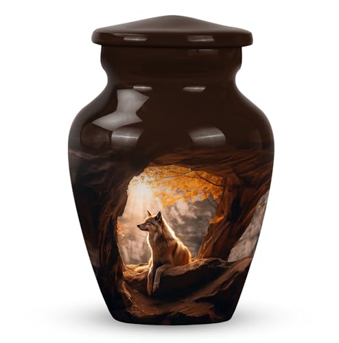 Wolf Small Urns for Human Ashes Male -Cremation Urn for Ashes Adult Female | Mini Urn for human ashes adult male - wolf urns for human ashes mom and dad 3 Inch 1 Pcs - color: Wolf