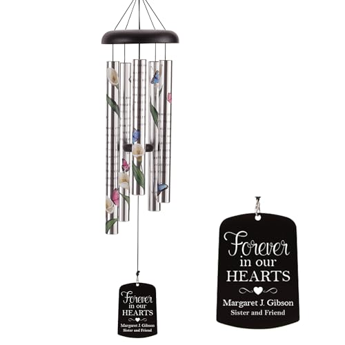 Let's Make Memories Personalized Memorial Sonnet Wind Chime - 38" H - Sympathy - Condolences - style: Forever in Our Hearts