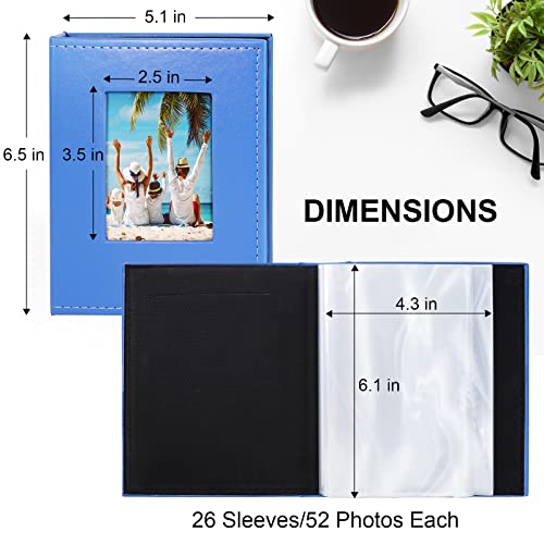 Vienrose Small Photo Album 4x6 Holds 52 Photos, 2 Pack Mini Leather Photo Album with Cover Window, Acid-Free Baby Picture Album for Wedding, Family, Travel & Gift Keepsake, Blue - color: Blue, size: 26 Pockets