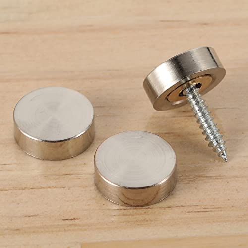 20 PCS Screw Covers Caps (Solid Brass Construction) Mirror Screws Fasteners, Sign Advertising Hardware, 3/5" Diameter, Brushed Stainless Steel - color: Brushed Finish (20 PCS)