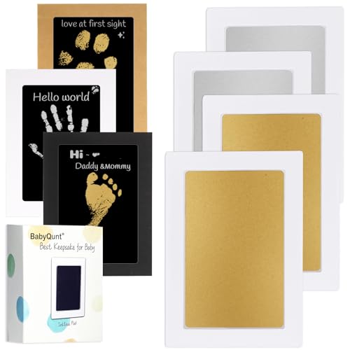Inkless Baby Hand and Footprint Kit,Clean-Touch Pads for Newborn, 4 Pack | No Mess,Zero Ink Contact,Baby Footprint Kit,Dog Nose,Paw Print Kit for Dogs Cats Baby Keepsake,New Mom Gifts - color: Gold and Silver, size: 4-Pack, Large
