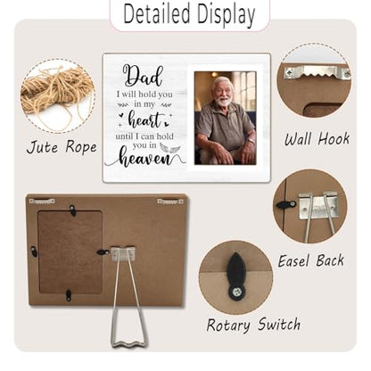 Memorial Photo Frame, Sympathy Gifts for Loss of Father, in My Heart, in Loving Memory Wooden Picture Frame, Passed Away Condolence Gifts, Fits 4x6 In Photo (White-Dad 4 x 6 Photo) - color: White-Dad