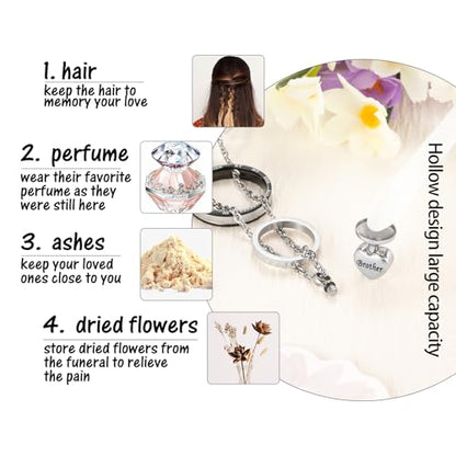 Dletay Urn Necklace for Ashes Stainless Steel Cremation Jewelry Memorial Ash Necklace for Men Women Urn Pendant Ashes Holder - color: Black-Brother