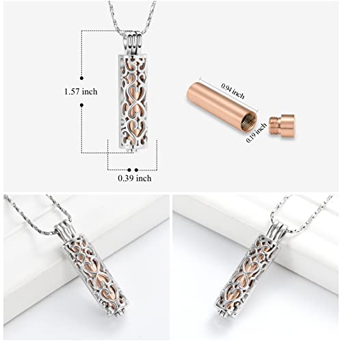 Imrsanl Cylinder Cremation Urn Necklace for Ashes of Loved One - color: Rose Gold