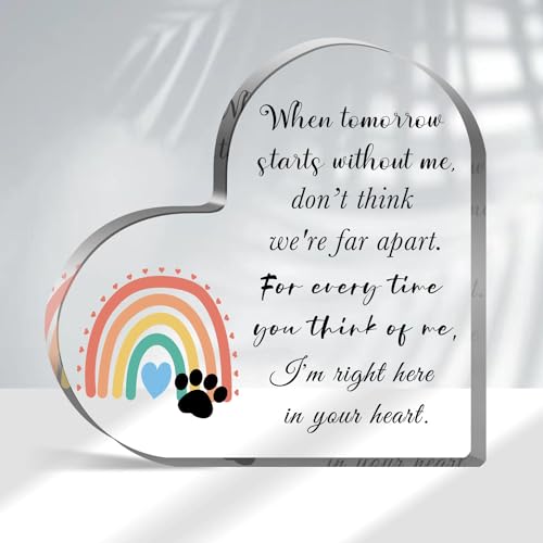 Pet Sympathy Gifts for Loss of Dog and Cat, Pet Bereavement Gifts, Pet Remembrance Gift, Pet Loss Gifts, Passing Away Gifts, Pet Footprint, Pet Sympathy Memorial Heart Shaped Acrylic Decor Sign - style: 008