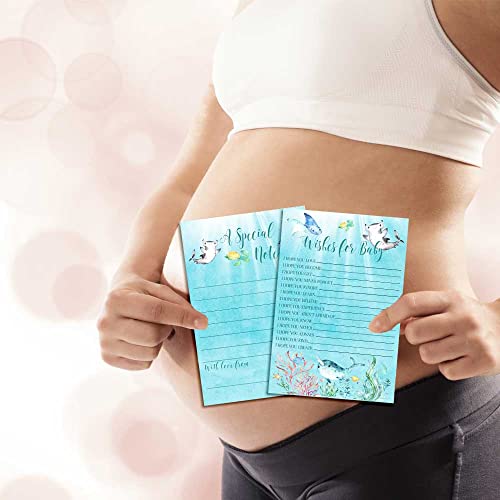 Amanda Creation Underwater Cute Sea Life Baby Wishes Cards 20, 4"x6" - Great Keepsake and Fun Activity for Baby Showers - Wishes for Baby Keepsakes Last Generations - Fill-In, Double-Sided Cards - style: Underwater Cute Sea Life
