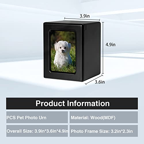 Wooden Dog Ashes Urn, Black, Solid, Small (0-25lbs), Photo Frame, Polished Finish - color: Black, size: S(0-25lbs)