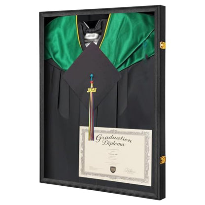 Shadow Box for Deluxe Graduation Cap and Gown, Wall Display Stand | Tmegee shadow box for deluxe graduation cap and gown, Wall display stand - size: Large - Black
