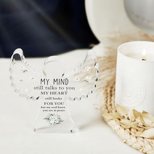 Remembrance Gifts, Condolence Gifts, Angel Acrylic Desk Sign, Grieving Gift with Sympathy, Condolence Sentimental Gifts, Memorial Bereavement Sympathy Gifts for Loss of Loved One - style: 030