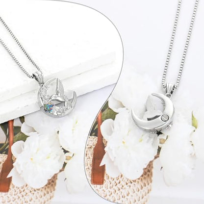 XSMZB Hummingbird Urn Necklace for Ashes of Loved One Rose Flower Moon Cremation Jewelry Ashes Holder Keepsake Pendant for Women Men - color: Silver-Colorful