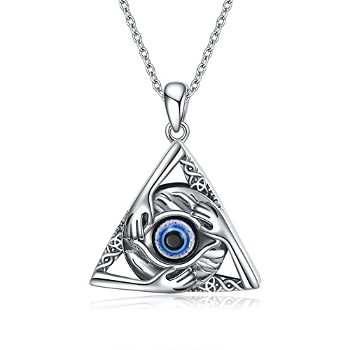 CRMAD Hummingbird/turtle/heart/dragonfly/bee/moon/tree of life Urn Necklace for Ashes Sterling Silver Jewelry for Women Memory Necklace - style: eye