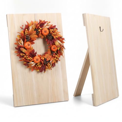 27 x 17'' Wood Wreath Easel Stand Holder Board for Making Wreaths Crafting | Fall Thanksgiving Wedding Wood Wreath Holder Tabletop Display Making Easel Assistant Tool, No Garland(Natural Wood) - color: Natural Wood, size: 27 x 17 Inch, style: Classic