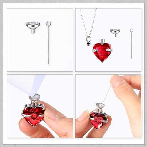 Shimeyao Set of 8 Small Urns for Human Ashes Cremation Urns Keepsake Ash Holders Family Tree Memorial Heart Locket Waterproof for Adults Women Men Loved Ones(Red) - color: Red