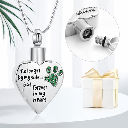 memorial jewelry Your Wings were Ready, But My Heart was Not Stainless Steel Carved Locket Cremation Urn Necklace for Pet Dog Cats - color: No Longer-Green