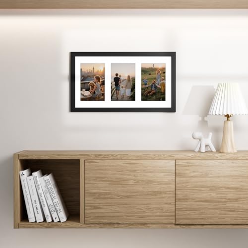 Vittanly 8x14 Collage Picture Frame, Displays 3Pcs 4x6 Pictures, Black - color: Black, size: 8x14