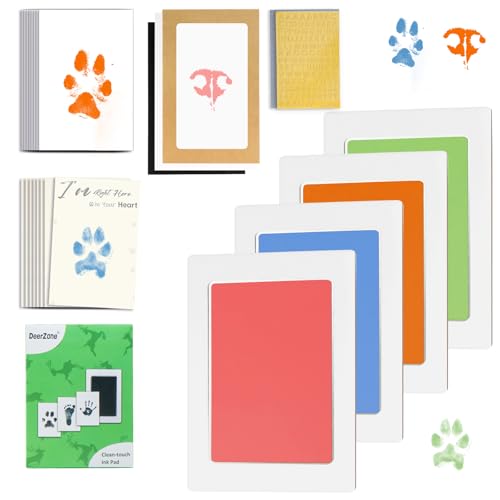 DeerZone Inkless Paw Print Kit,Dog Paw Print Kit,Dog Nose Print Kit - color: Macarons, size: Medium-Large 4 Pack
