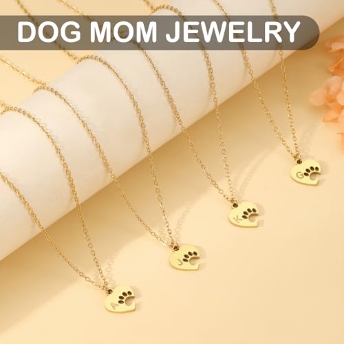 Dog Memorial Gifts for Loss of Dog Paw Print Neckalce for Women with Initial Dogs Mom Gifts Necklace for Women Dainty 14k Gold Plated Heart Necklace Pet Memorial Dogs Lover Birthday Gift for Pet Lovers - style: E