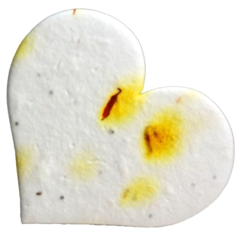 Of The Earth Handmade Paper - Wildflower Seed Paper Large Hearts - Recycled Flower Petals - Bulk Set of 100 (07s Safflower) - color: 07s Safflower
