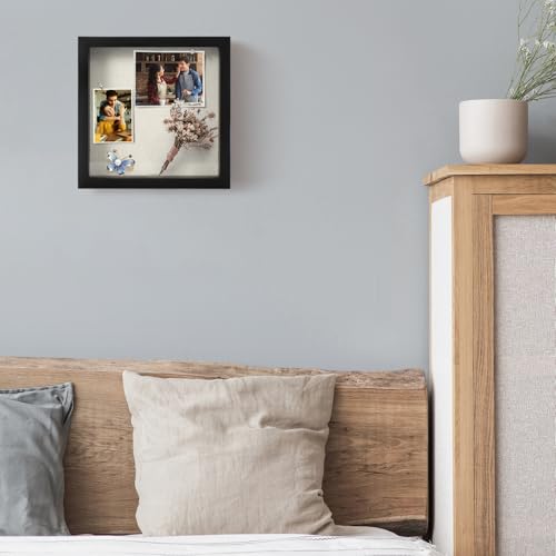 TJ.MOREE Small Shadow Box Frame 6 x 6 Display Case Wooden Picture Frame - color: Black, size: 6x6