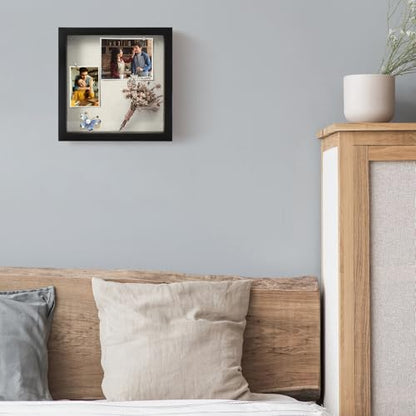 TJ.MOREE Small Shadow Box Frame 6 x 6 Display Case Wooden Picture Frame - color: Black, size: 6x6