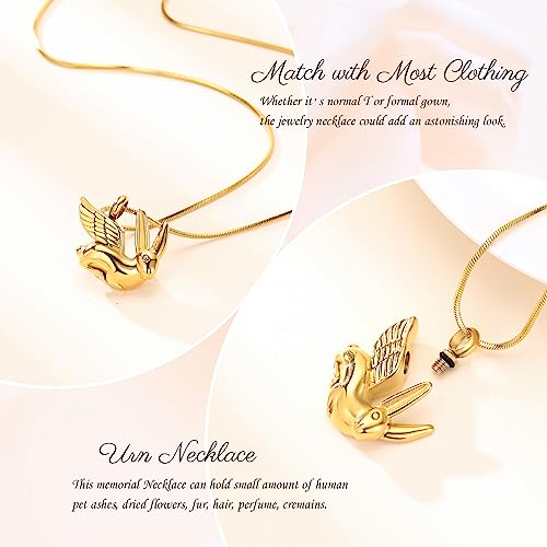Bunny Rabbit Urn Pendant Necklace - Stainless Steel Cremation Ashes Jewelry for Pets Keepsake Memorial Ashes Locket - color: Gold