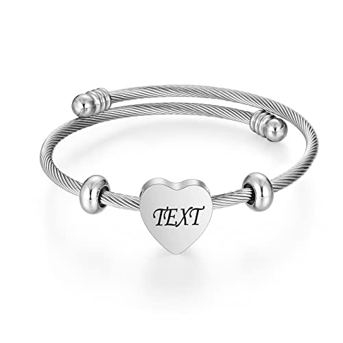 abooxiu Lock Cremation Bracelet for Ashes Key Ash Bracelet Stainless Steel Urn Bracelets for Ashes for Women Memorial Ashes Holder - Never Say Goodbye&Forever in my heart - style: Heart-engraving