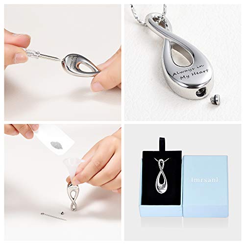 Imrsanl Infinity Cremation Jewelry Urn Necklace for Ashes | Memorial Lockets Pendant, Ashes Holder, Funeral Keepsake of Loved Ones, For Women Men - color: Always in My Heart Mom