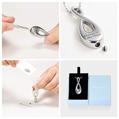 Imrsanl Infinity Cremation Jewelry Urn Necklace for Ashes | Memorial Lockets Pendant, Ashes Holder, Funeral Keepsake of Loved Ones, For Women Men - color: Always in My Heart Mom