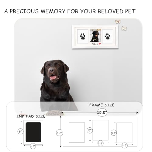 MYPAWLETS Paw Print Frame & Ink Pads Kit,Pawprint Kit for Dog/Cat,XL White | 2 No Mess Ink Pads,Clean Touch,PawPrint Stamp Pad,Dog Nose Print,Quality Memorial Frame,Personalized Dog Mom Gifts - color: Large-White