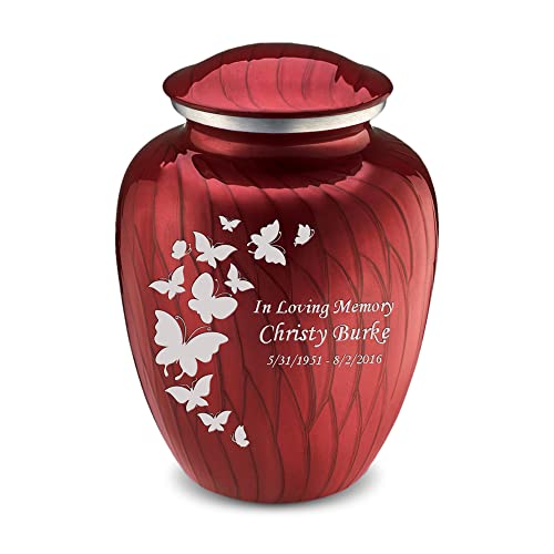 Geturns - Adult Custom Butterfly Cremation Urns for Human Ashes I Pearl Cany red Large Funeral Urn for Female and Male I 200 lbs - color: Pearl Candy Red