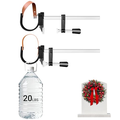Christmas Grave Wreath Holder,Headstones Hanger,Adjustable 3-8" - 2 Pack - color: Black, size: 3 to 8 inches