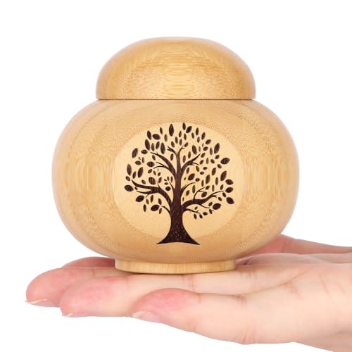 Small Urns for Human Ashes Keepsake,Mini Urns Made of Bamboo with Tree of Life Pattern,Small Cremation Keepsakes Urns for Ashes Adult Women Male Pet,Hold Up to 10 Cubic Inches - size: Small,10 Cubic Inches