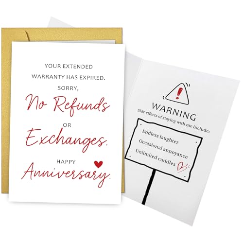 Qiliji Funny Anniversary Card for Boyfriend Girlfriend, Hilarious Anniversary Card for Husband Wife, Marriage Milestone Cards for Him Her, Your Extended Warranty Has Expired - color: Anniversary