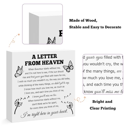 Bereavement Gift Wooden Block Sign Sympathy Memorial Gift for Loss of Mom Dad Grandma Grandpa Husband Wife Sister Brother Condolence Remembrance Table Decor Desk Decor Sign