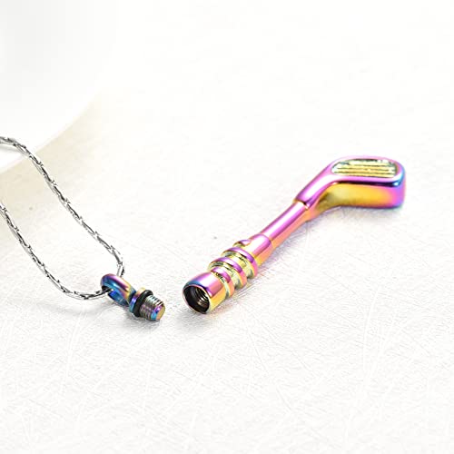 constantlife Cremation Golf Clubs Jewelry for Ashes Urn Necklace Keepsake 316L Stainless Steel Memorial Pendant - color: Colorful