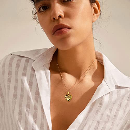 Bestyle Sterling Silver Heart Locket Necklace for Women, Dainty Cute Small Heart Locket Pendant in Gold/Rose Gold/Silver, Love Statement Jewelry Gift for Mother Wife - color: B1. Celtic Knot-Gold-Locket Only, NO Custom