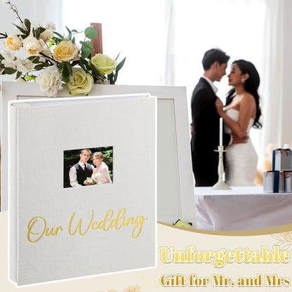 Harloon 400 Pockets Personalized Wedding Photo Album for 4 x 6 In Pictures Our Wedding Photo Album Book with Front Window Linen Cover for Bridal Weddings Gift Family Memory Photos Anniversary Keepsake - style: Our Wedding